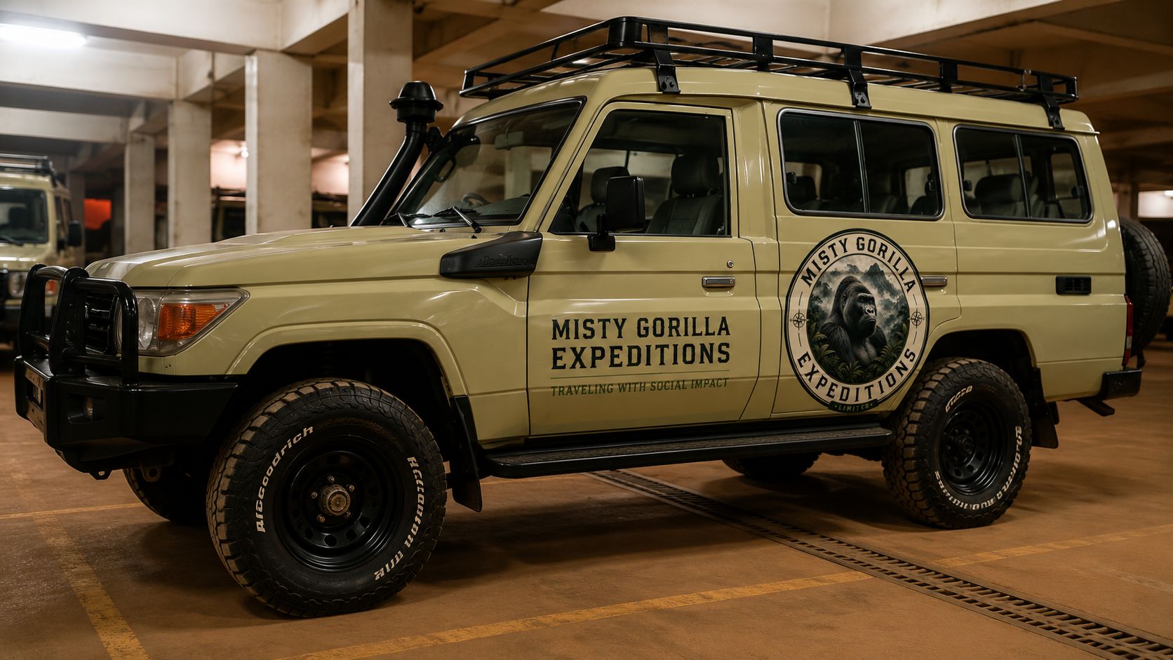 Misty Gorilla Expeditions safari vehicle — Toyota Land Cruiser